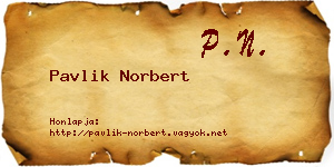 Pavlik Norbert névjegykártya