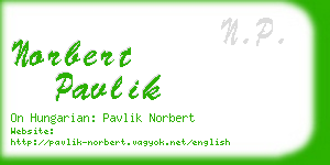 norbert pavlik business card